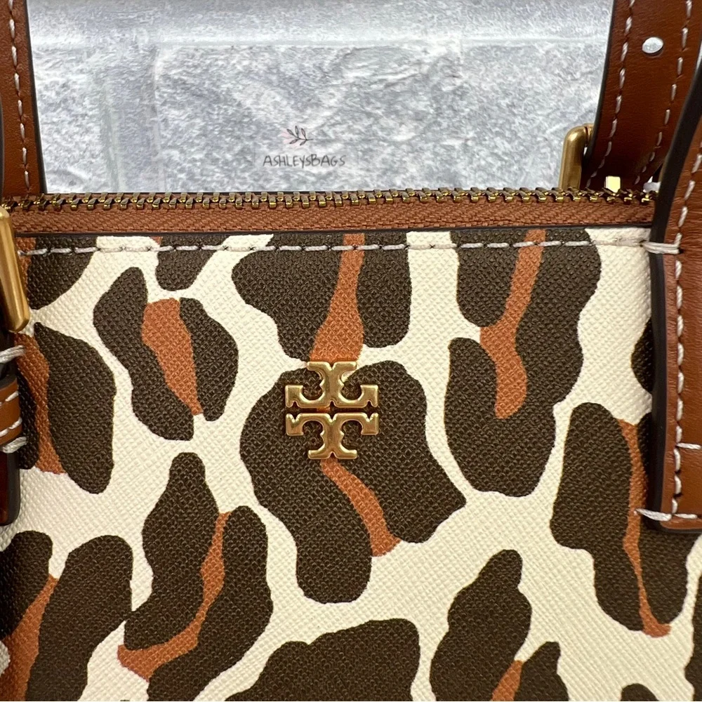 Tory Burch Emerson Printed Dome Satchel Crossbody In Leopard Print